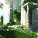 The flat angle of the green garden